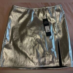BNWT fashion nova silver mini skirt